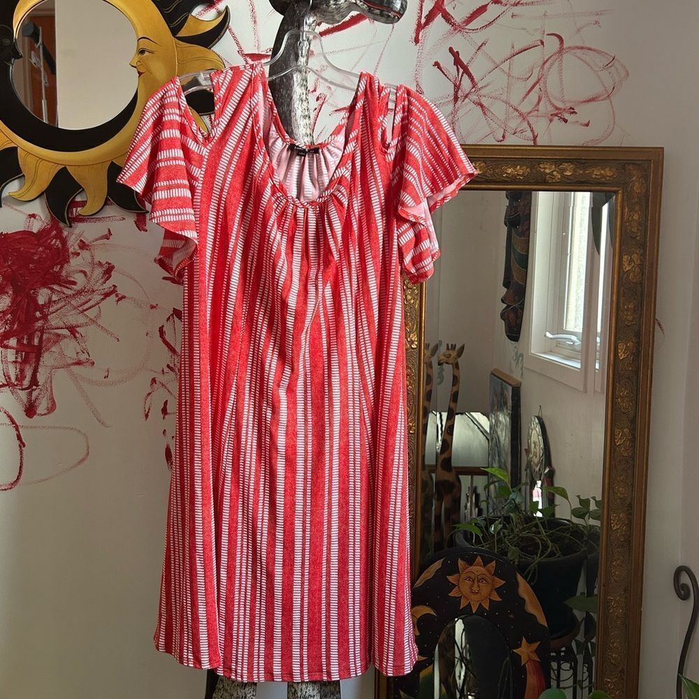 Sami & Jo Red and White Patterned Dress L